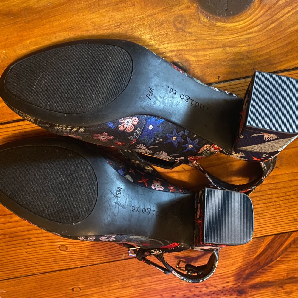 SOLD Floral brocade/tapestry block heel double ankle strappy shoes 7.5 - Picture 5 of 8